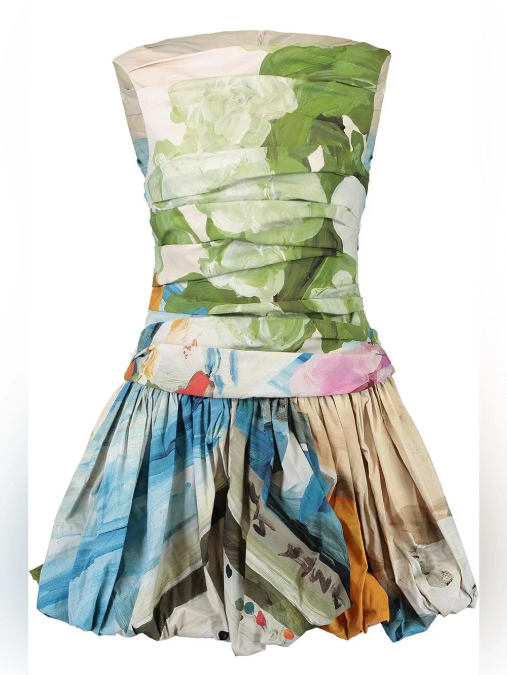 Acler Nershall Floral-Print Mini Dress in Green, Blue & Orange - Picture 7 of 10